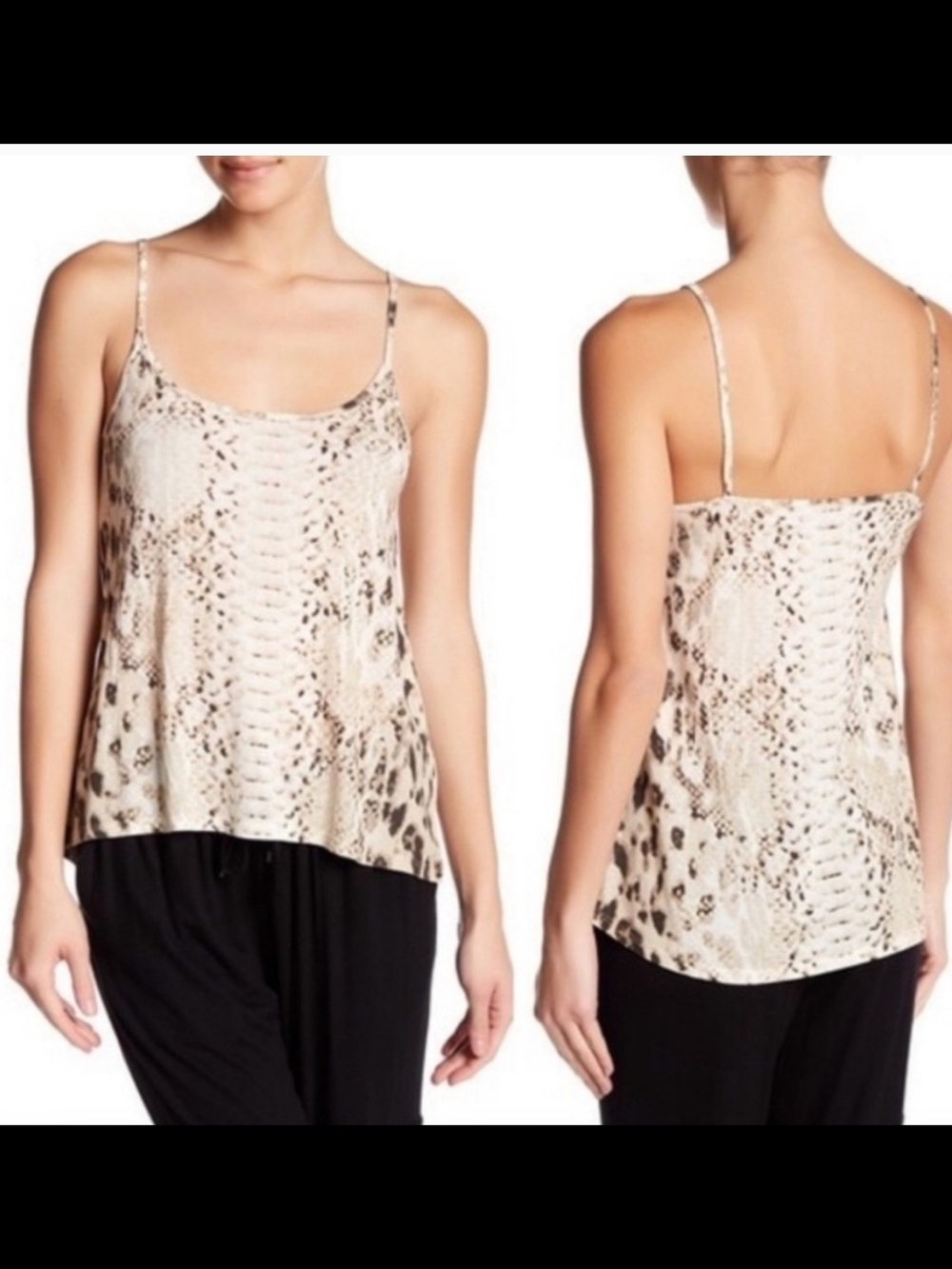 Sleeveless Snake Print Modal Camisole Tank Top - Cream